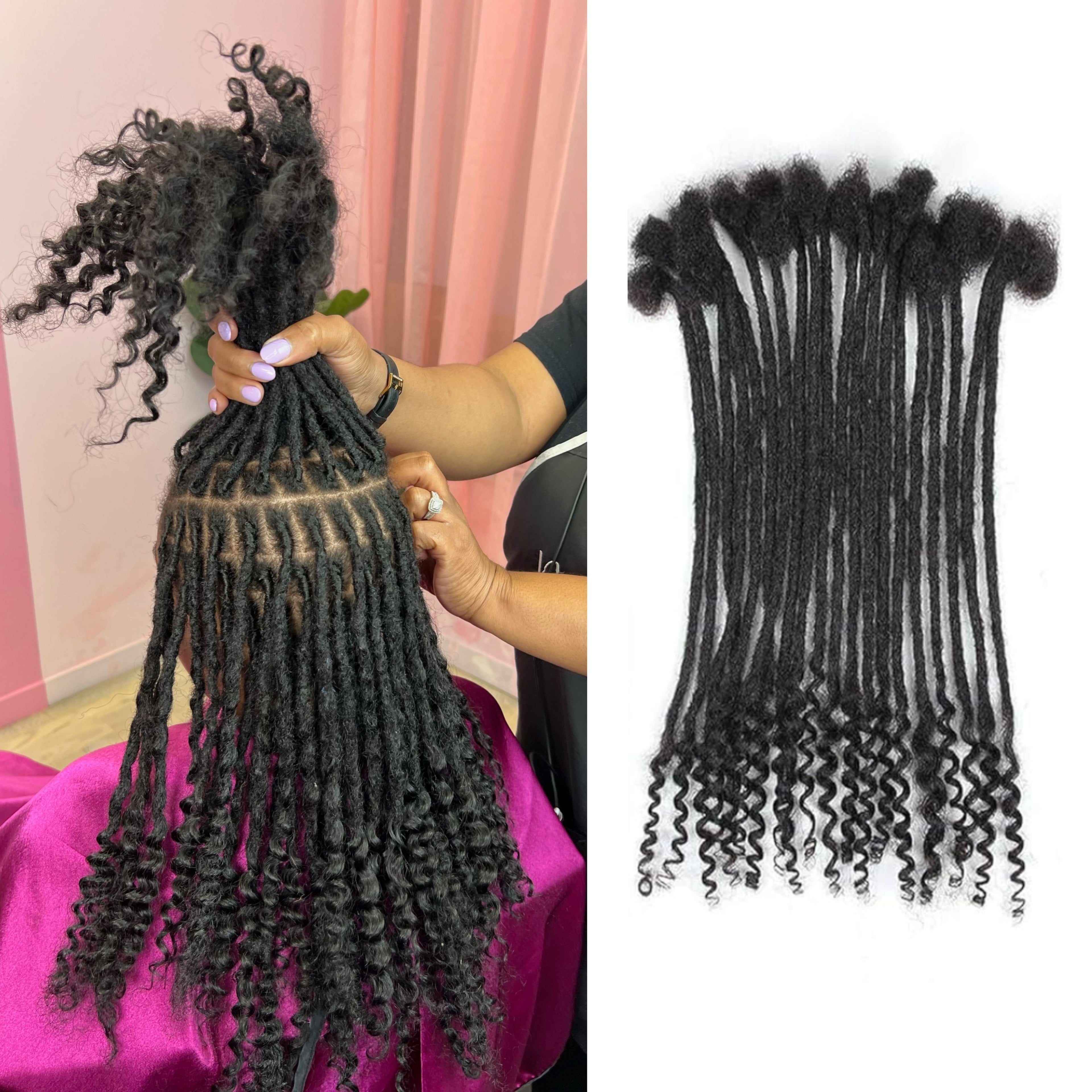 Curly Human Hair Loc Extensions- Natural Black-1B